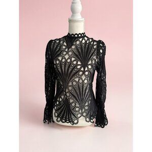 BLACK Sheer Cutout Butterfly Top Size Small